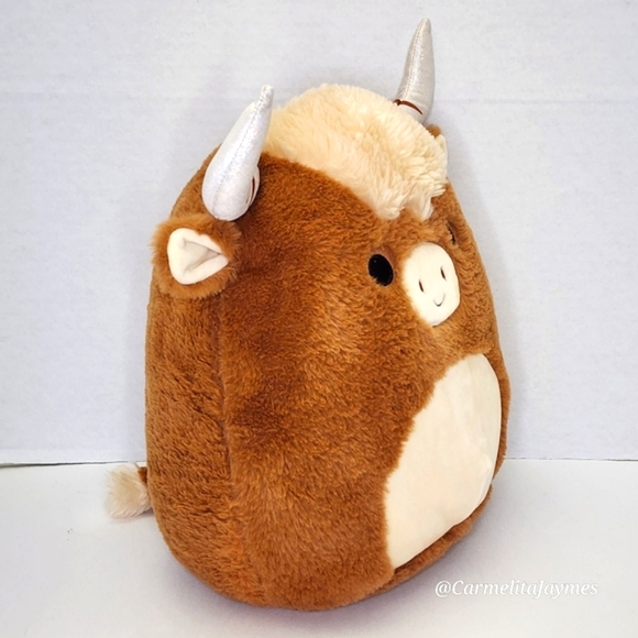 CALTON 🐂 Brown Fuzzy Highland Cow Original Squishmallow By Kellytoy ☆ NWT ☆ - Picture 6 of 9